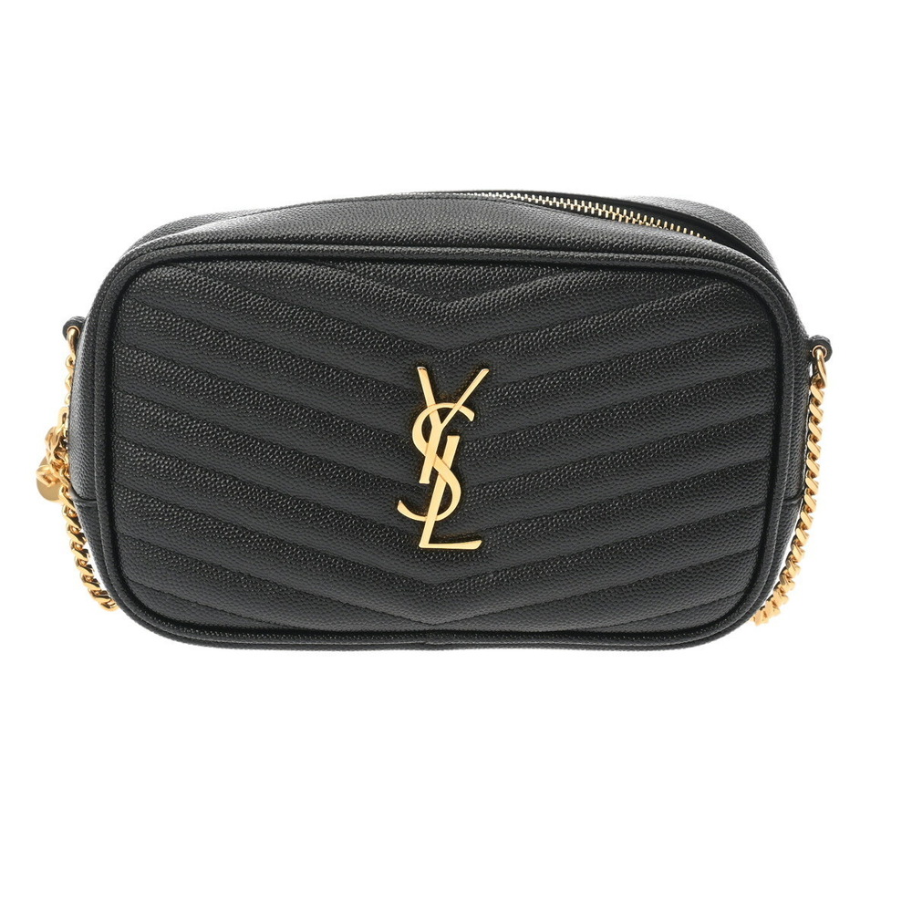 SAINT LAURENT Lou Black Leather Shoulder Bag